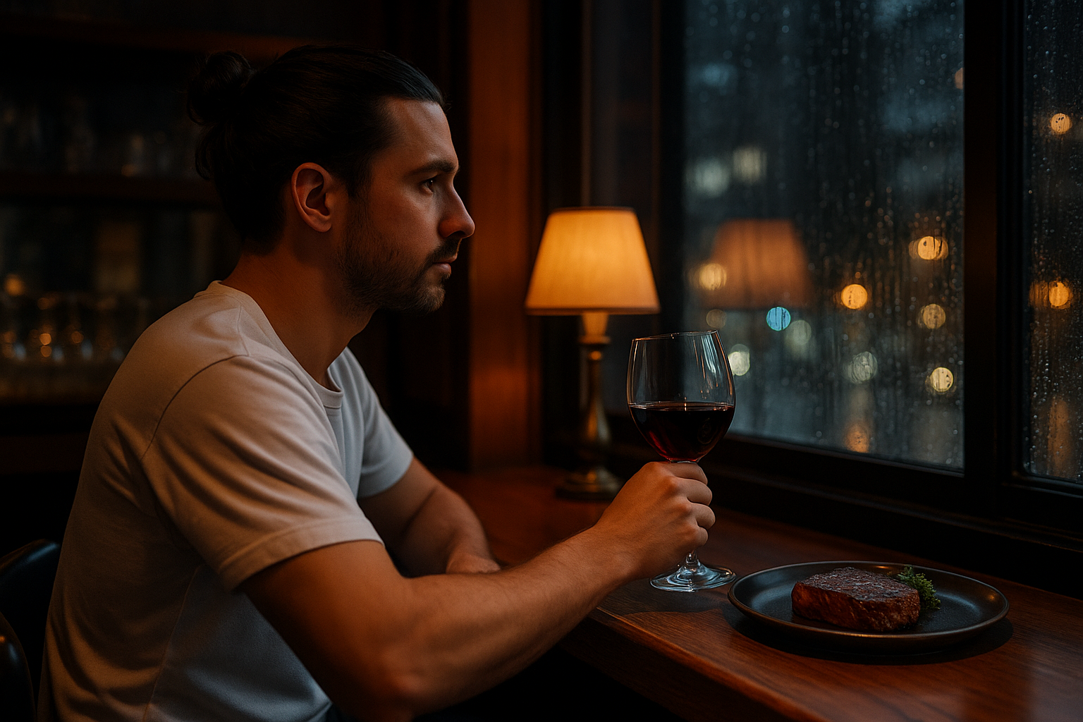 「雨の日、ステーキとワインと静かな時間と。」