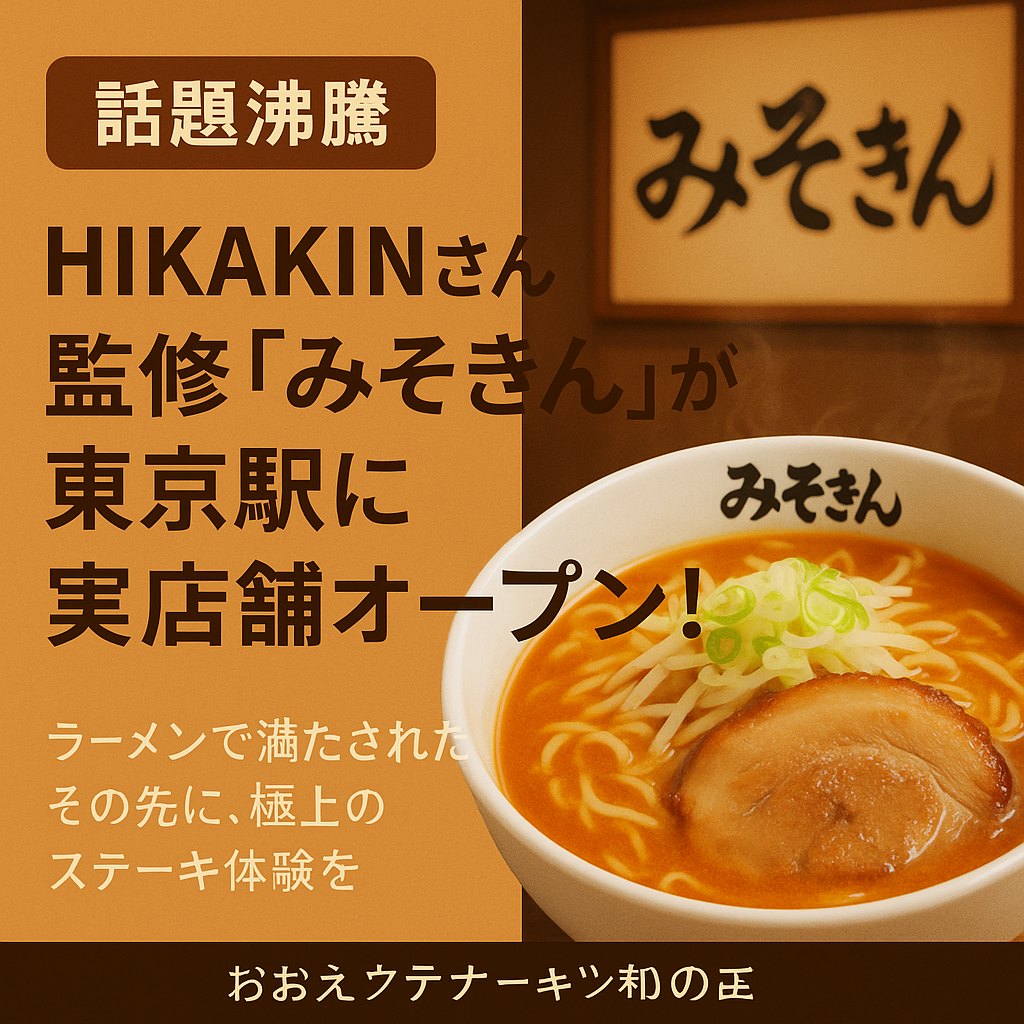 【話題沸騰】HIKAKINさん監修「みそきん」が東京駅に実店舗オープン！