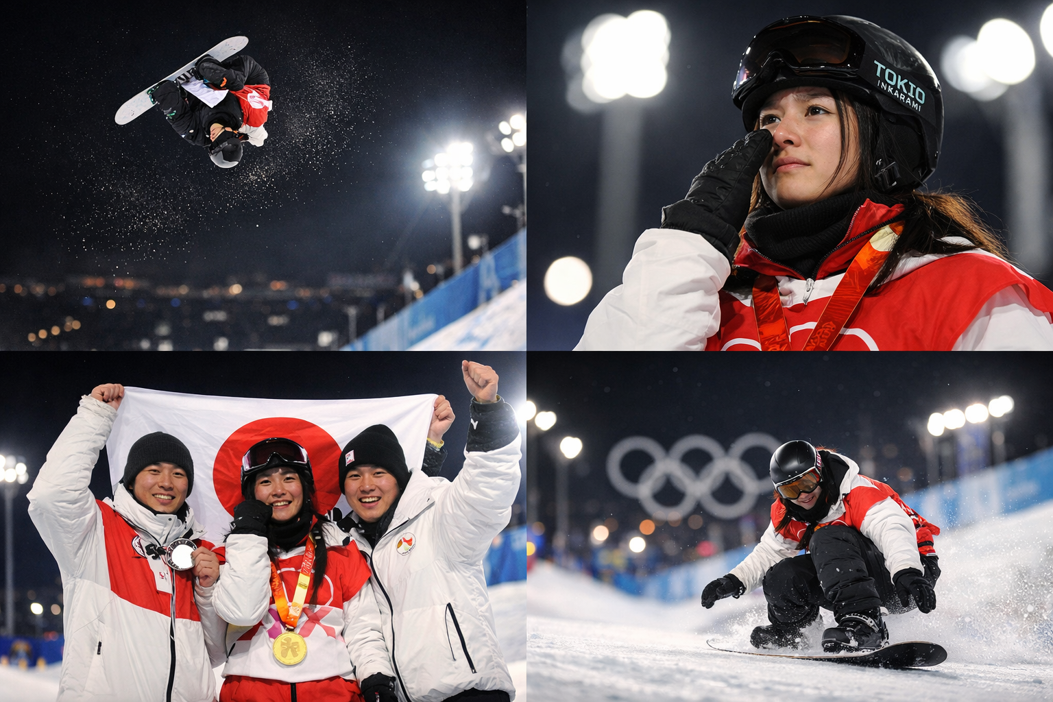 冬季オリンピック女子スノーボード・ビッグエア決勝で、村瀬心椛選手が覚悟の3本目を決め金メダルを獲得した瞬間